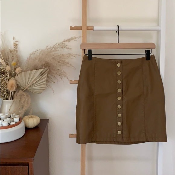 Free People Faux Leather Mini Skirt - Picture 1 of 4